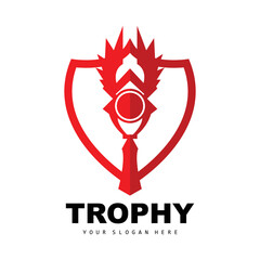 Championship Trophy Logo, Champion Award Winner Trophy Design, Vector Icon Template