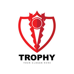 Championship Trophy Logo, Champion Award Winner Trophy Design, Vector Icon Template