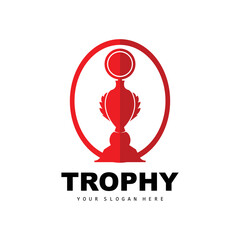 Championship Trophy Logo, Champion Award Winner Trophy Design, Vector Icon Template