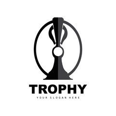 Championship Trophy Logo, Champion Award Winner Trophy Design, Vector Icon Template