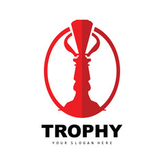 Championship Trophy Logo, Champion Award Winner Trophy Design, Vector Icon Template