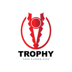 Championship Trophy Logo, Champion Award Winner Trophy Design, Vector Icon Template