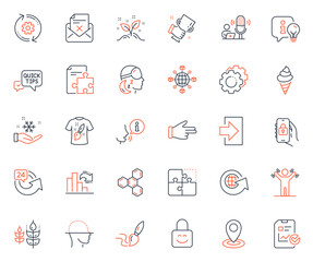 Business icons set. Included icon as Locked app, Gluten free and Decreasing graph web elements. World globe, Winner cup, Logistics network icons. 24 hours, Reject letter. Vector