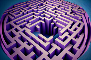 Geometric labyrinth, optical illusion, ai illustration
