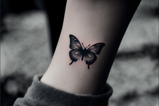Butterfly tattoo. Illustration, drawing. Tattoo idea for men or women. Generative AI.