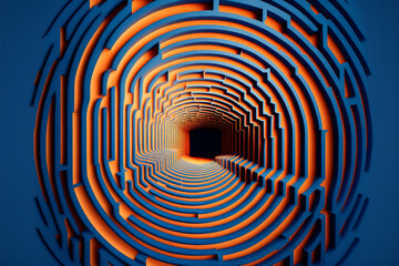 Geometric labyrinth, optical illusion, ai illustration