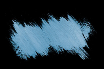 Blue acrylic paint, blue old brush stroke and glossy paint texture isolated on black background with clipping path.