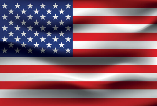 Vector flag of USA. United States waving flag background.