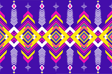 Geometric ethnic oriental traditional seamless pattern with purple colored. designed for background, rug, wallpaper, clothes, wrap, batik, fabric, embroidery style, vector illustration