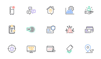 Accounting, Refrigerator and Seo graph line icons for website, printing. Collection of Work home, 24h service, Chemistry lab icons. Journey, Puzzle options, Smartphone broken web elements. Vector