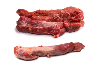 Raw pork tenderloin isolated on a white background.