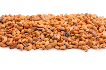 A group of almonds, pistachios, walnuts, macadamia, cashews.