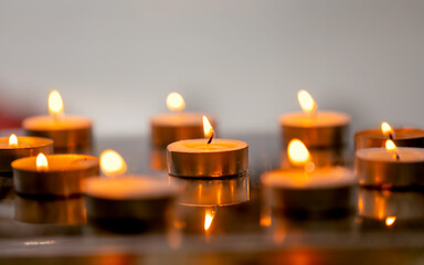 candles lit light  in the church background.