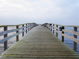wooden bridge over the  Kattegat sea in South of Sweden.