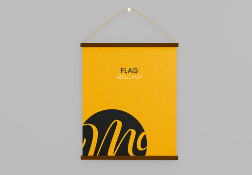 Isolated Rectangular Flag Mockup