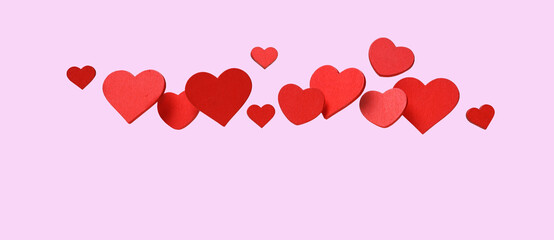 Festive red hearts banner design Valentine's day decoration