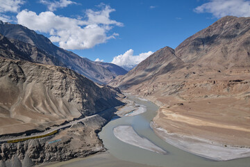 Confluence of Zanskar & Indus river In Ladakh