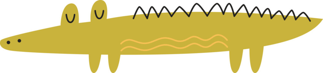 Crocodile hand drawn abstract african animal flat icon