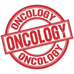 ONCOLOGY written word on red stamp sign