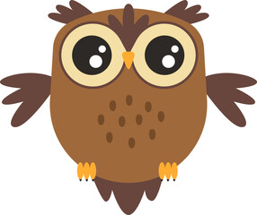 Cute cartoon wise owl flat icon Bird symbolize wisdom