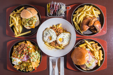 Set of typical fast food