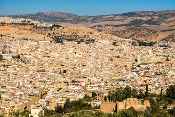 Fototapeta na wymiar Beautiful cityscape of Arabic medina in Fez, Morocco, Africa