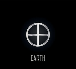 3d silver symbol of planet earth on dark