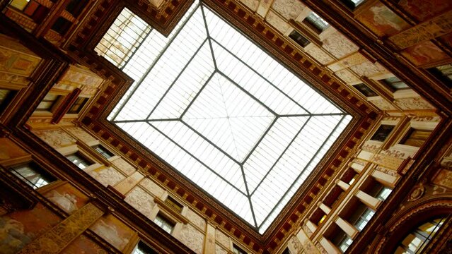 Revealing Galleria Sciarra in Rome, Italy. Built in the late 19th century, the galleria is a stunning example of Art Nouveau architecture