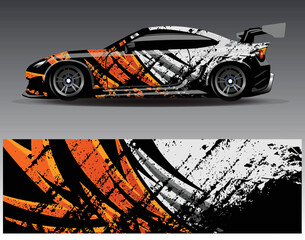 Car wrap design vector. Graphic abstract stripe racing background kit designs for wrap vehicle  race car  rally  adventure and livery - obrazy, fototapety, plakaty