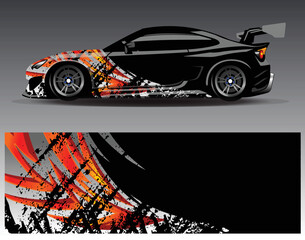 Car wrap design vector. Graphic abstract stripe racing background kit designs for wrap vehicle  race car  rally  adventure and livery