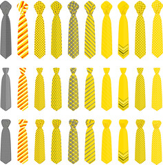 big set ties different types, neckties various size