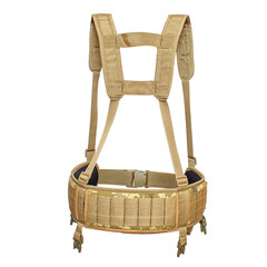 Yellow military life jacket on a white background