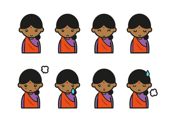 インド人少女表情セット