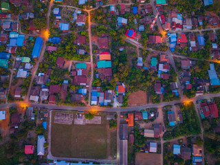 Aerial view of a small village country.