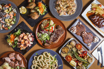 Set with mediterranean food