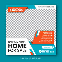 Modern home sale social media template design