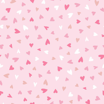 Cute hand drawn hearts seamless pattern, lovely romantic background, great for Valentine's Day, Mother's Day, textiles, wallpapers, banners - vector design