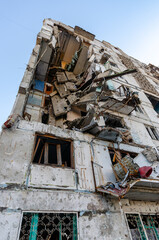 destroyed and burned houses in the city Russia Ukraine war