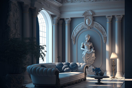 Brutal interior in various shades in the style of classicism AI