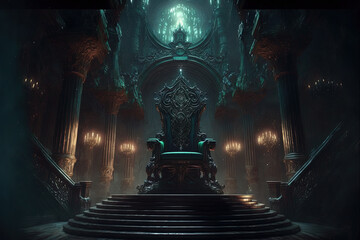 Obraz premium majestic throne room decorated with patterns in the gloom AI