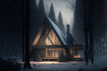 New high-tech style houses in winter AI