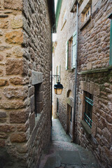 Fototapeta na wymiar beautiful views from the streets of famous castle Mont-Saint-Michel