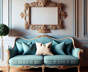 A frame mockup in a French Country style living room