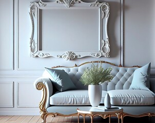 A frame mockup in a French Country style living room