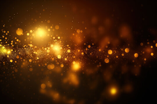 Abstract luxury gold background with gold particle. glitter vintage lights background. Christmas Golden light shine particles bokeh on dark background. Gold foil texture. Holiday concept