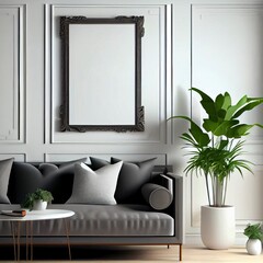 A frame mockup of in a living room in French Country style