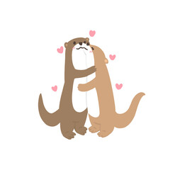 beaver in love, valentine's day illustration