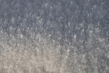 Snow close up to see single crystals