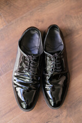 Classic male black leather shoes