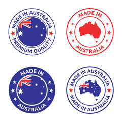 made in Australia stamp set, made in Commonwealth of Australia product labels